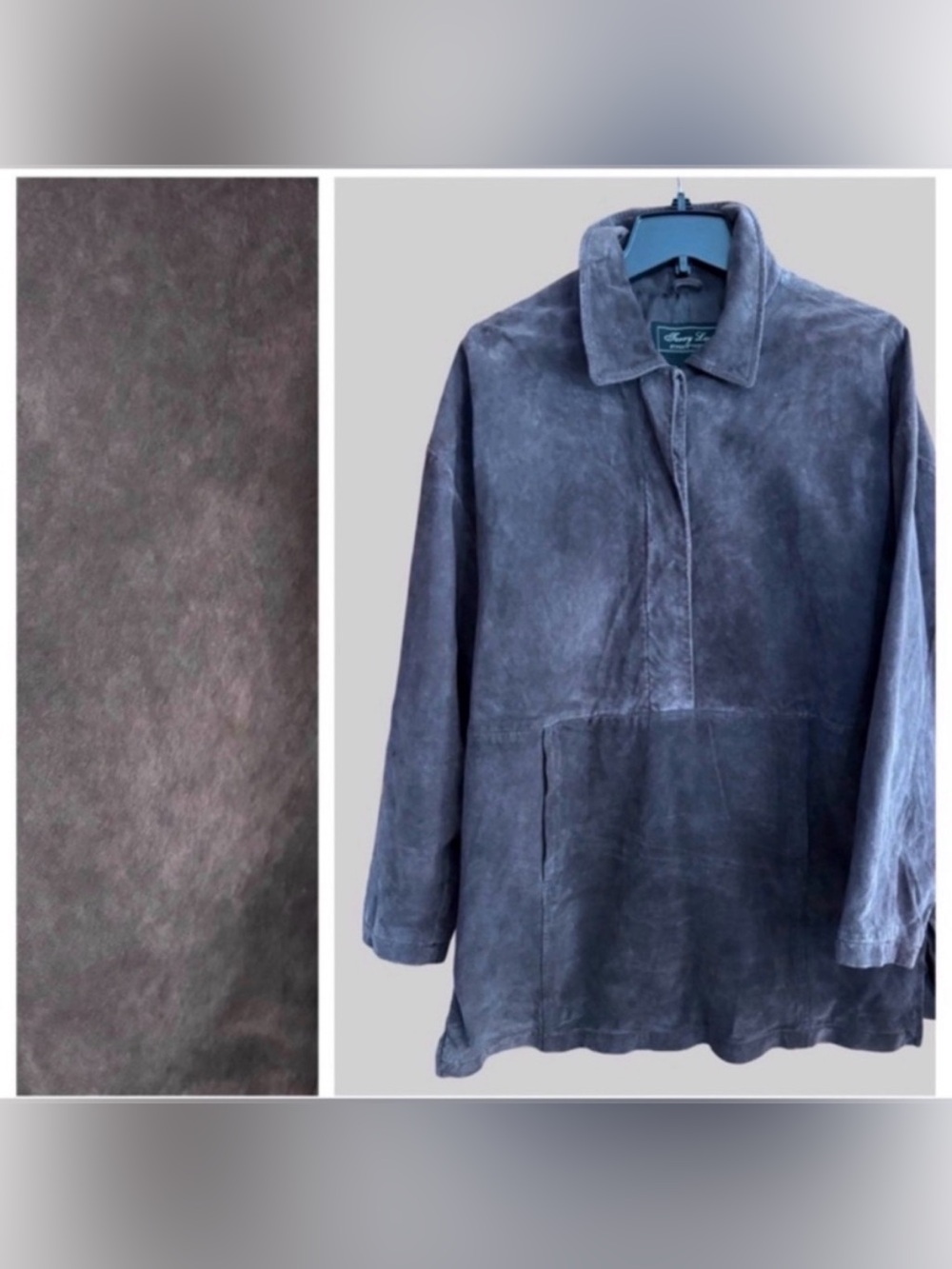 Vintage Terry Lewis Classic Luxuries Long 1/4 Zip Pop Over Brown Suede Jacket